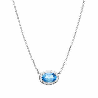 Naszyjnik srebrny z owalnym topazem sky