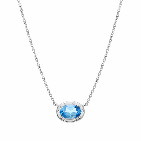 Naszyjnik srebrny z owalnym topazem sky