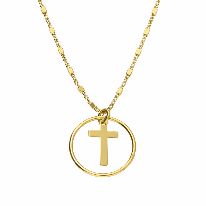 Naszyjnik pozłacany z krzyżykiem w kole