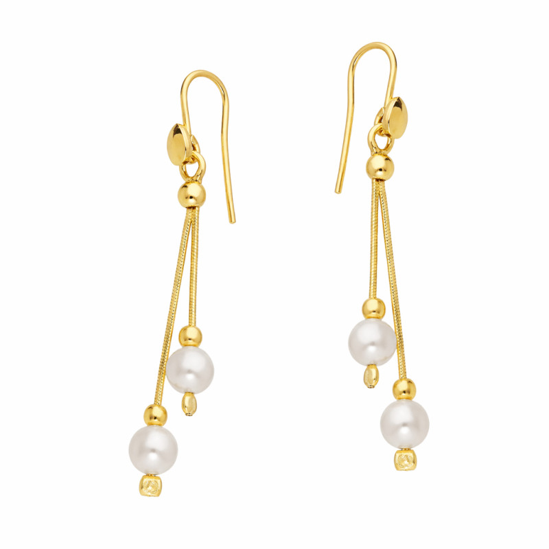 Kolczyki pozłacane wiszące z perłami