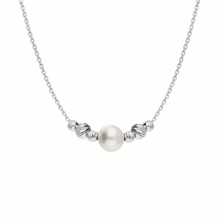 Naszyjnik srebrny z perłą i kulkami