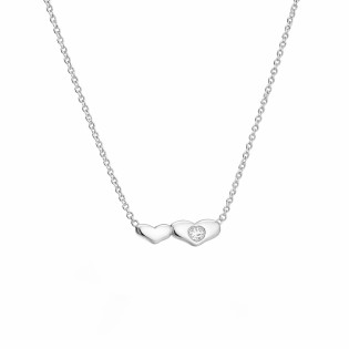 Naszyjnik srebrny z dwoma serduszkami