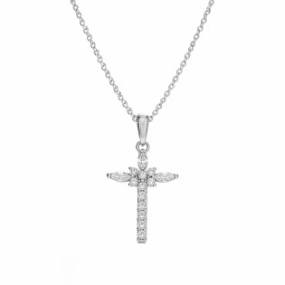 Naszyjnik srebrny z krzyżykiem z cyrkoniami