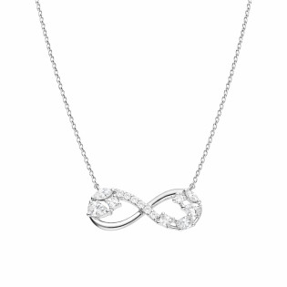 Naszyjnik srebrny infinity z białymi cyrkoniami
