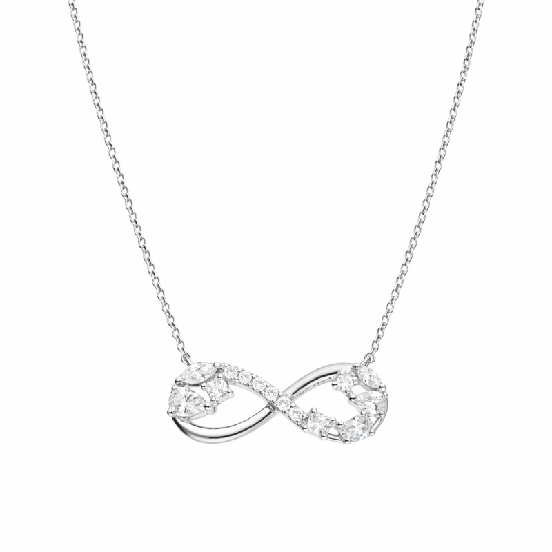 Naszyjnik srebrny infinity z białymi cyrkoniami