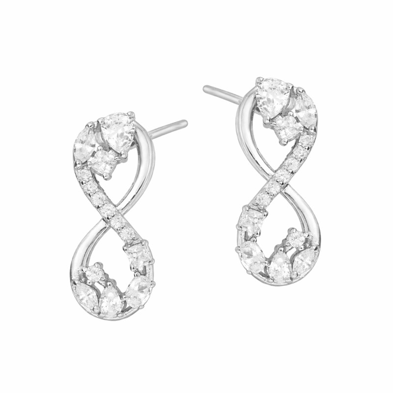 Srebrne Kolczyki Nieskończoność z Cyrkoniami - JubilerSezam.pl
