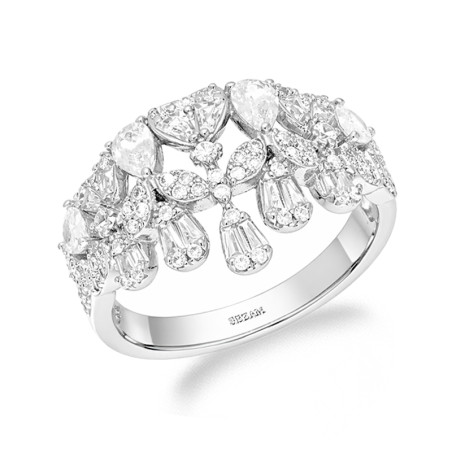 Pierścionek srebrny 925 diadem z cyrkoniami