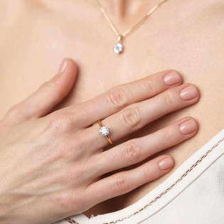 Pierścionek z diamentem laboratoryjnym Bell 1,02 ct, złoto 585