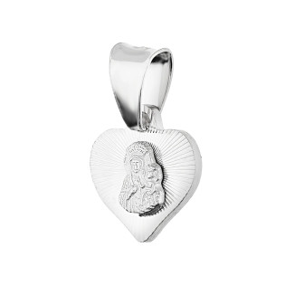 Medalik srebrny z wizerunkiem Matki Boskiej Częstochowskiej w sercu, próba 925