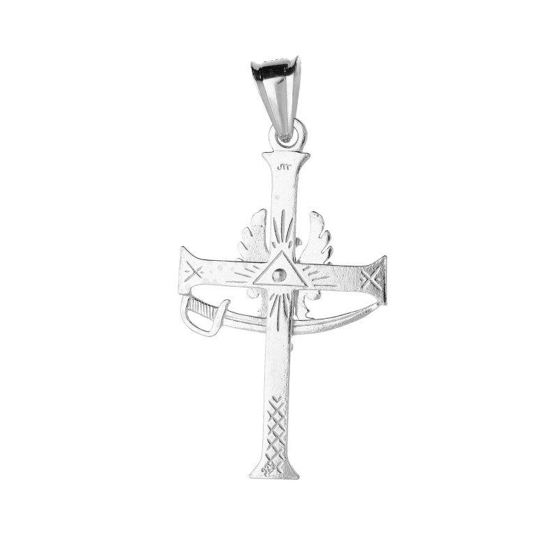 Krzyżyk patriotyczny z orłem i szablą oraz napis Bóg Honor Cnota Ojczyzna, srebro 925