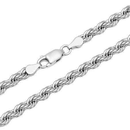 Łańcuszek o splocie korda, srebro rodowane próby 925