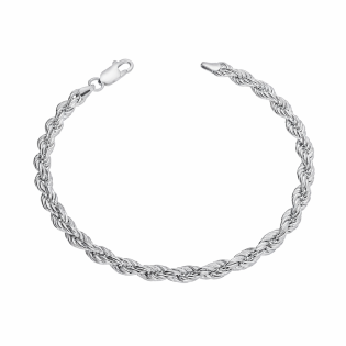 Bransoletka o splocie korda, srebro rodowane próby 925