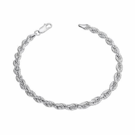 Bransoletka o splocie korda, srebro rodowane próby 925