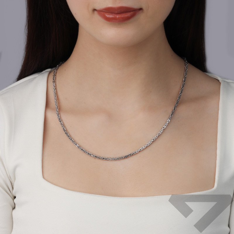 Łańcuszek srebrny rodowany splot królewski