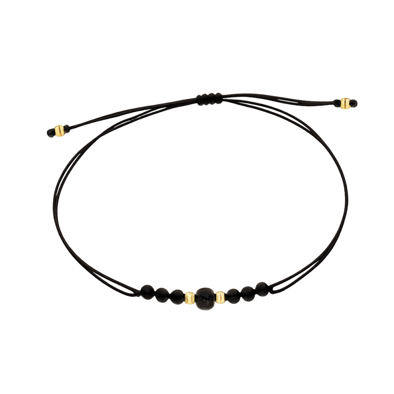 Bransoleta złota z grawerowanymi kulkami ze spinelu, złoto próby 585