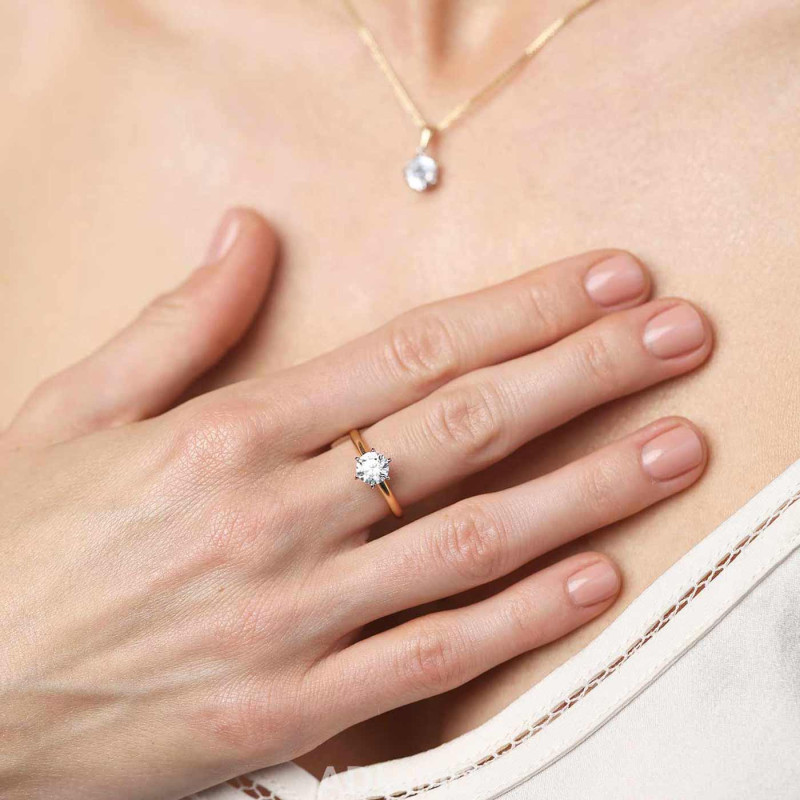 Pierścionek Bell z bryalntem wielkości 1 ct, złoto próby 585