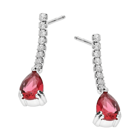 Srebrny Komplet z Różową Cyrkonią - Naszyjnik i Kolczyki - JubilerSezam.pl