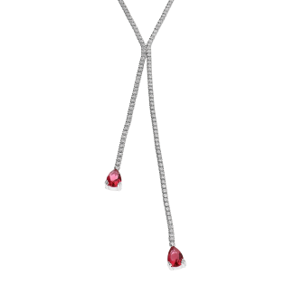 Komplet srebrny naszyjnik i kolczyki z różową cyrkonią