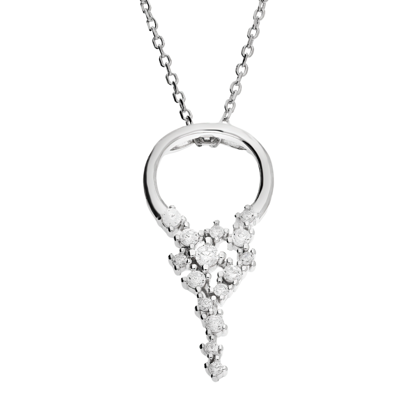 Komplet srebrny kolczyki i naszyjnik koło z cyrkoniami