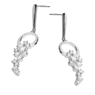 Komplet srebrny kolczyki i naszyjnik koło z cyrkoniami