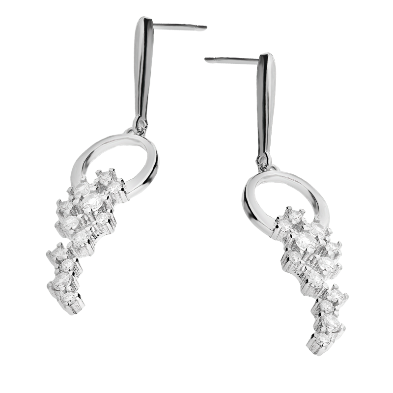 Komplet srebrny kolczyki i naszyjnik koło z cyrkoniami