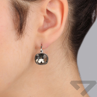 Kolczyki Swarovski Barete z kryształem Night Shadow, srebro 925