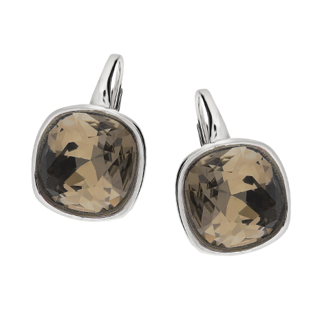 Kolczyki Swarovski Barete z kryształem Night Shadow, srebro 925