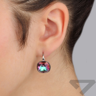 Kolczyki Swarovski Barete z kryształem Heliotrop, srebro 925