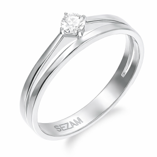 Pierścionek srebrny podwójna szyna gładka i z cyrkonią, próba 925