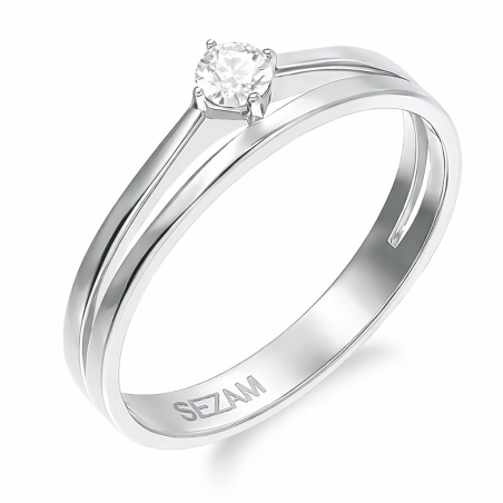 Pierścionek srebrny podwójna szyna gładka i z cyrkonią, próba 925