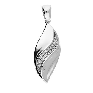 Zawieszka srebrna blaszka łezka z cyrkoniami, próba 925