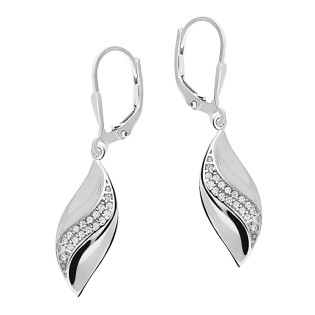 Kolczyki wiszące srebrne łezka z cyrkoniami, próba 925