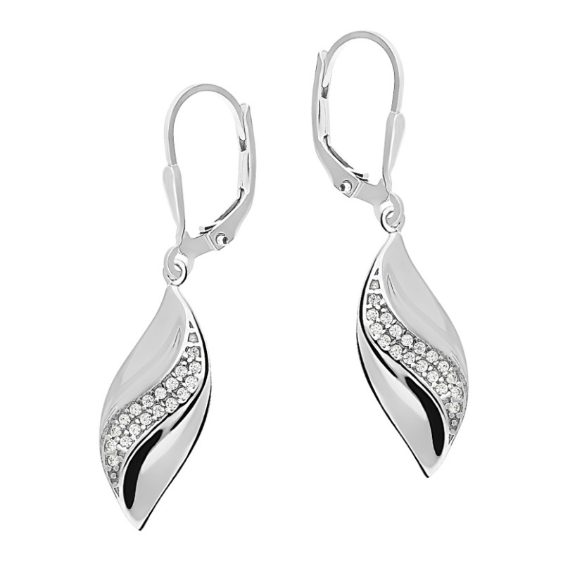 Kolczyki wiszące srebrne łezka z cyrkoniami, próba 925