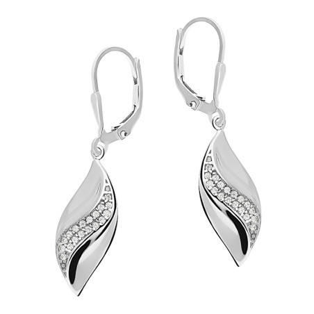 Kolczyki wiszące srebrne łezka z cyrkoniami, próba 925