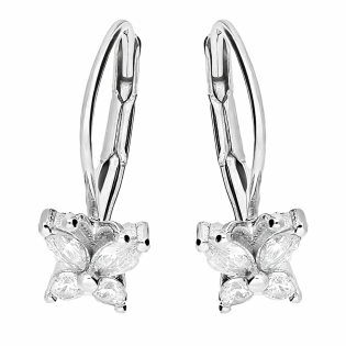 Kolczyki motylki z białą cyrkonią, srebro 925