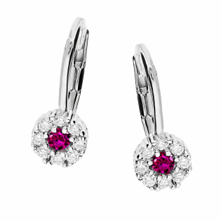 Kolczyki markiza dla dziewczynki z cyrkoniami koloru ciemno różowego, srebro 925