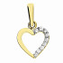 Serduszko złote z cyrkoniami na jednym boku, złoto próby 585