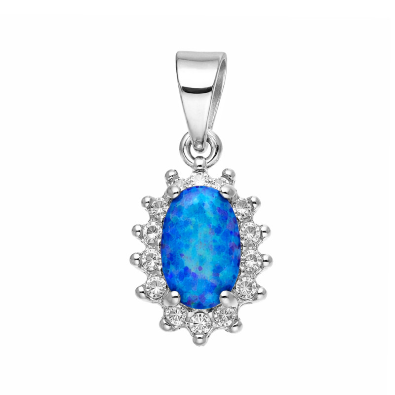 Komplet srebrny kolczyki i zawieszka markiza kwiat z niebieskim opalem