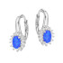 Komplet srebrny kolczyki i zawieszka markiza kwiat z niebieskim opalem