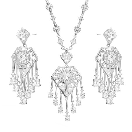 Komplet srebrnej biżuterii naszyjnik i kolczyki z cyrkoniami