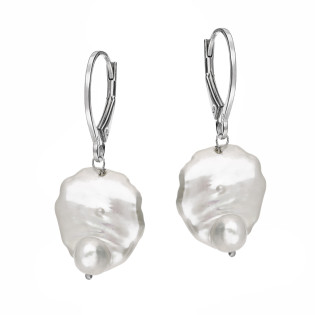 Kolczyki srebrne 925 wiszące z perłą barokową