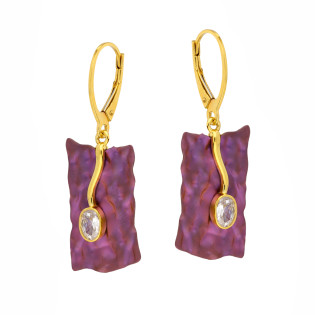 Kolczyki wiszące z tytanową blaszką i srebrem 925 koloru złotego