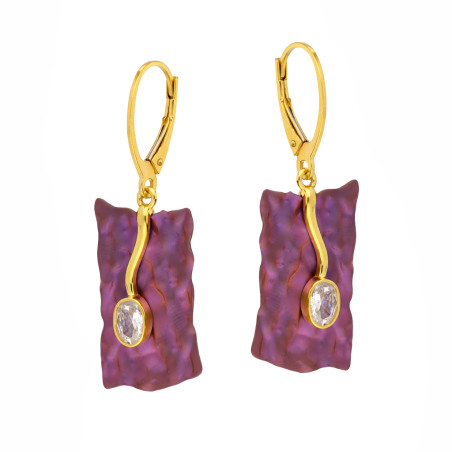 Kolczyki wiszące z tytanową blaszką i srebrem 925 koloru złotego