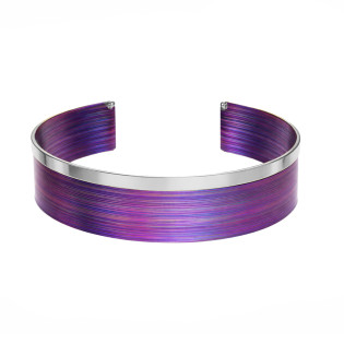 Bransoletka tytanowa bangla z paskiem srebra 925