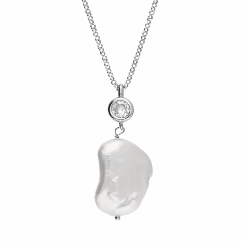 Naszyjnik srebrny 925 z wisiorkiem z barokową perłą