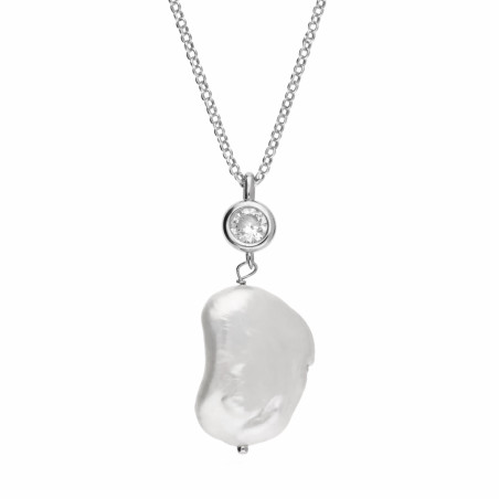 Naszyjnik srebrny 925 z wisiorkiem z barokową perłą