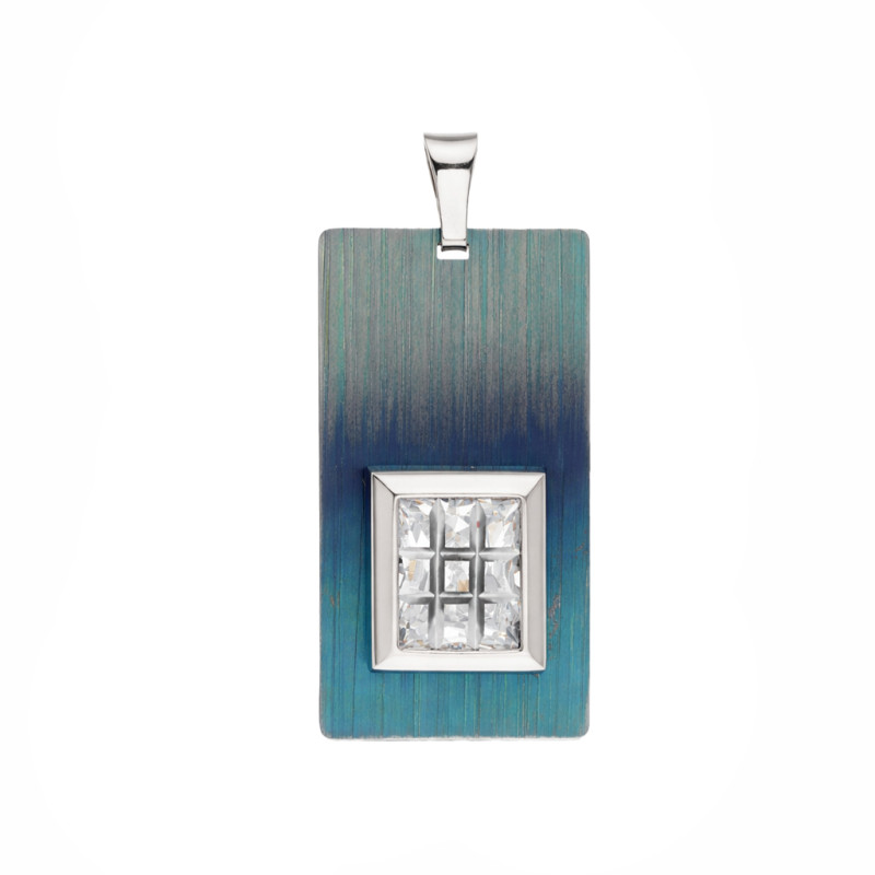 Zawieszka srebrna z tytanem i cyrkoniami próba 925