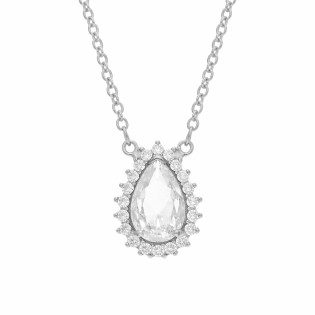 Komplet srebrny kolczyki i naszyjnik kropla z białymi cyrkoniami