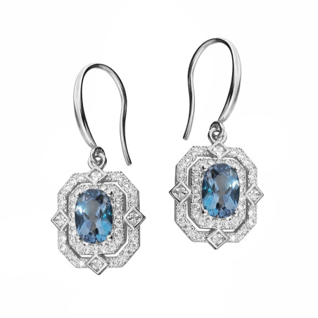 Kolczyki srebrne wiszące z topazem Blue London
