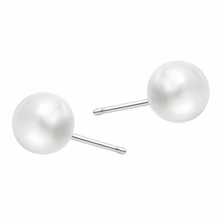 Kolczyki perły 6,5 mm zapinane na sztyft ze srebra 925